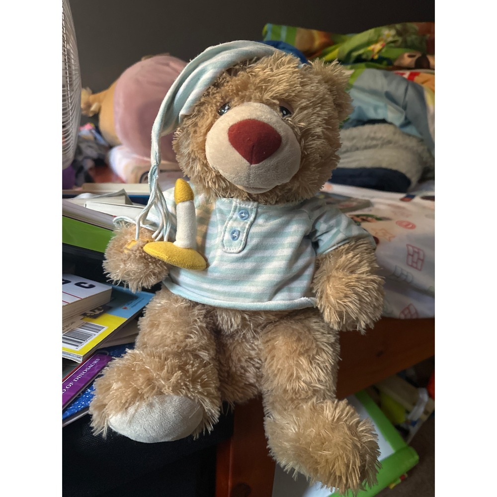 Gund Bedtime Bear Musical Light Up Plush Singing Toy 4031697 Brown Blue Striped